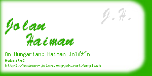 jolan haiman business card